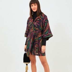 NEW Farm Rio Shinny Zebra Mini Wrap Dress, Medium